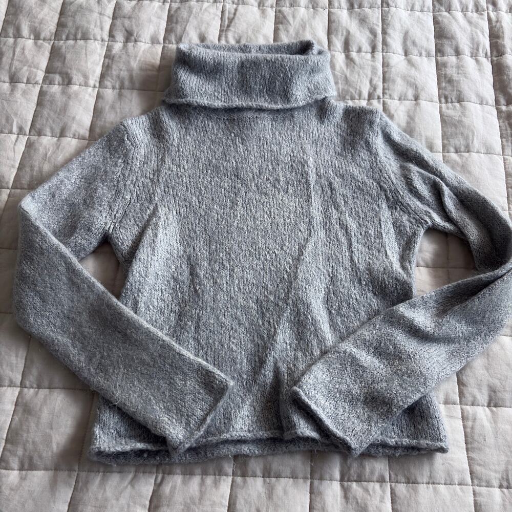 VTG Banana Republic Gray Turtleneck Sweater M quietluxury Wool Mohair Softgirl